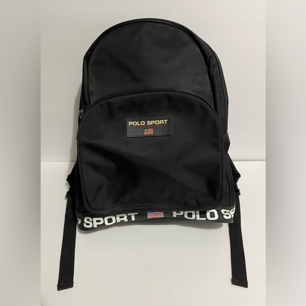 Rare Vintage 90s Rare Ralph Lauren Polo Sport Black Backpack Bag EUC